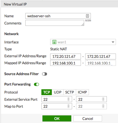 uso de direcciones ip virtuales para configurar el reenvio de puertos 4