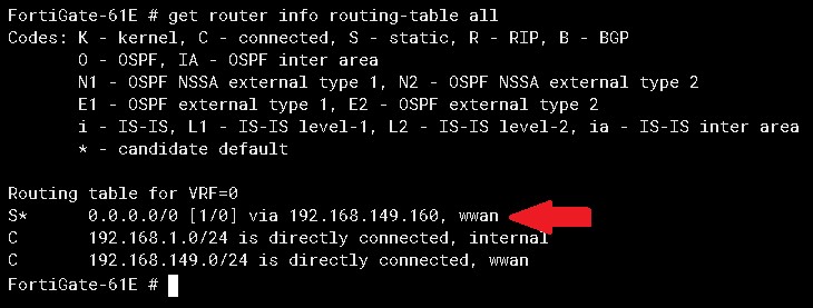 compartir internet celular firewall fortigate