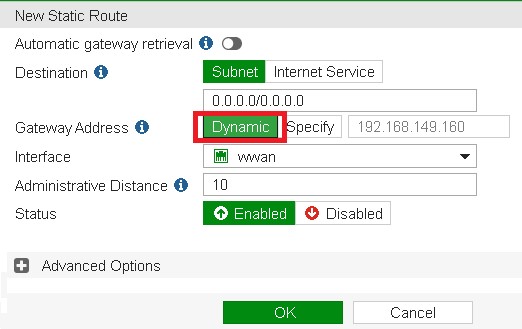 compartir internet celular firewall fortigate